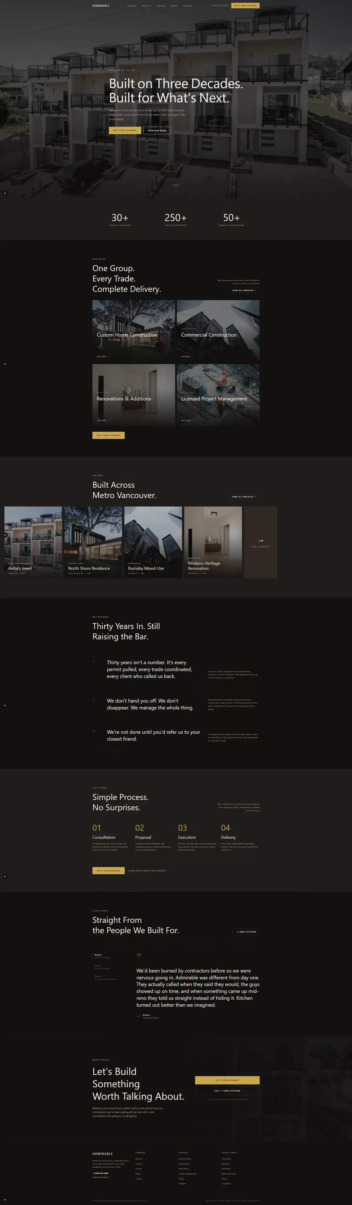 Admirable Contracting full page preview